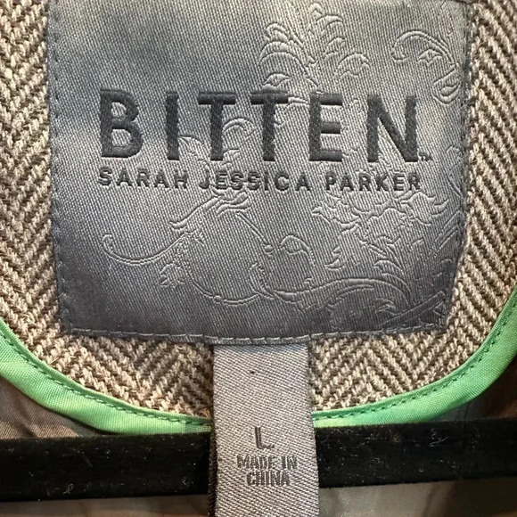 Bitten by Sarah Jessica Parker Chevron Tweed Wool Blend Blazer Jacket Size L - Picture 7 of 9